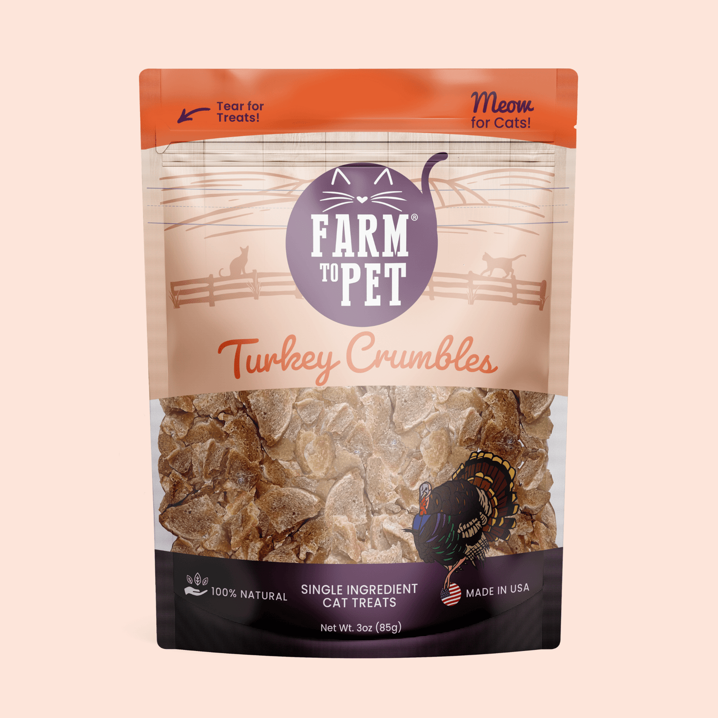 Cat Treats Turkey Crumbles Grain-Free High-Protein Snacks 3o