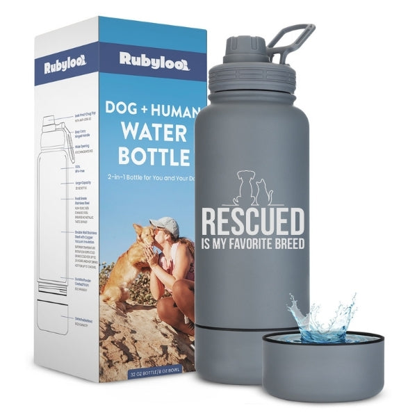 Dog + Human Water Bottle with Detachable Dog Bowl - Majestic Pet Kingdom