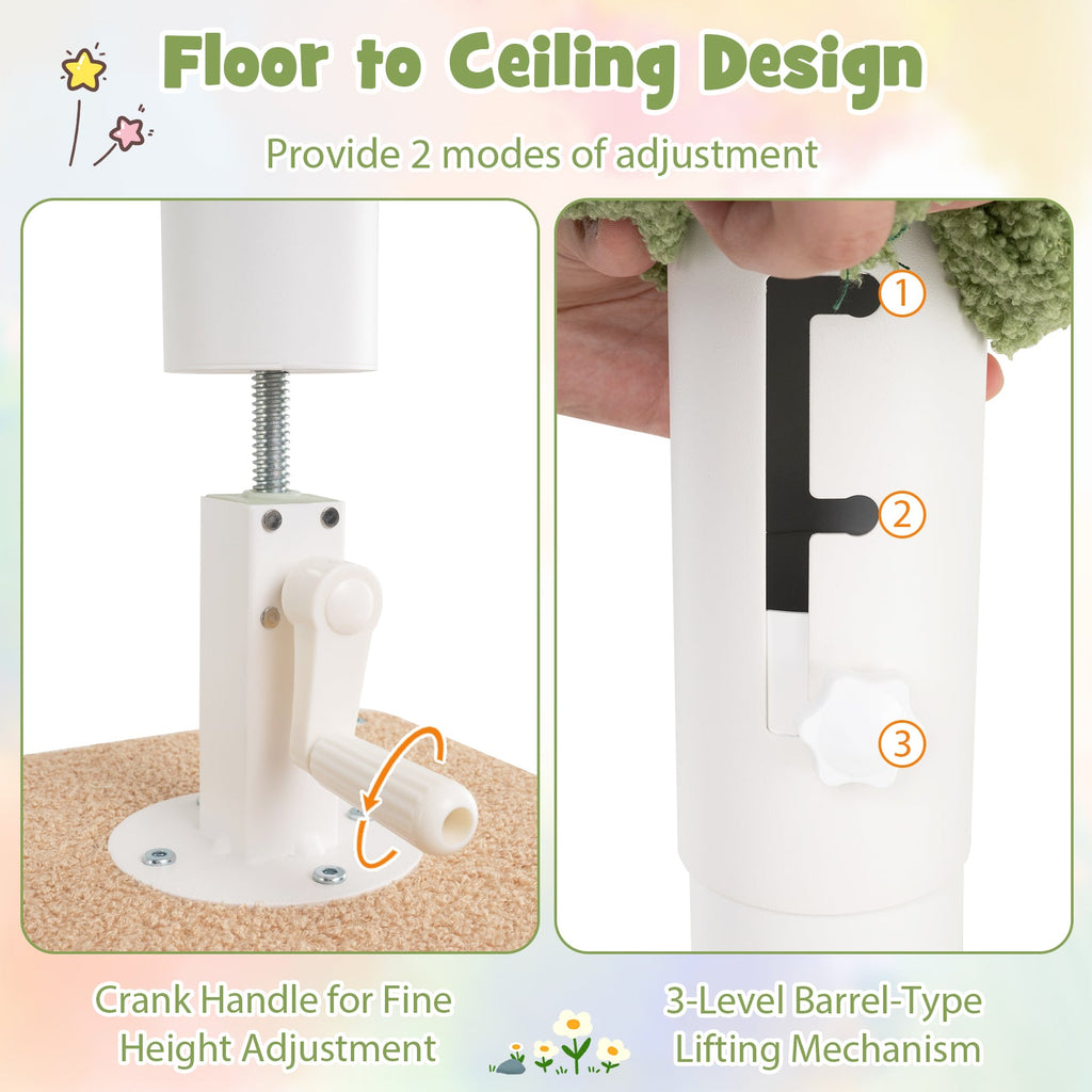 Floor to Ceiling Cat Tree with 86-99.5 Inch Adjustable Height and Extra Post-Green - Majestic Pet Kingdom