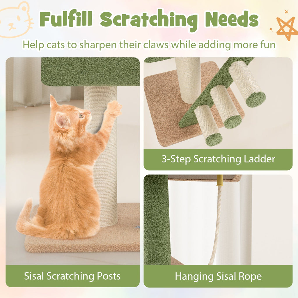 Floor to Ceiling Cat Tree with 86-99.5 Inch Adjustable Height and Extra Post-Green - Majestic Pet Kingdom