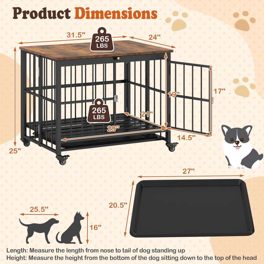 Foldable Dog Crate Furniture with Removable Tray and Lockable Door - Majestic Pet Kingdom