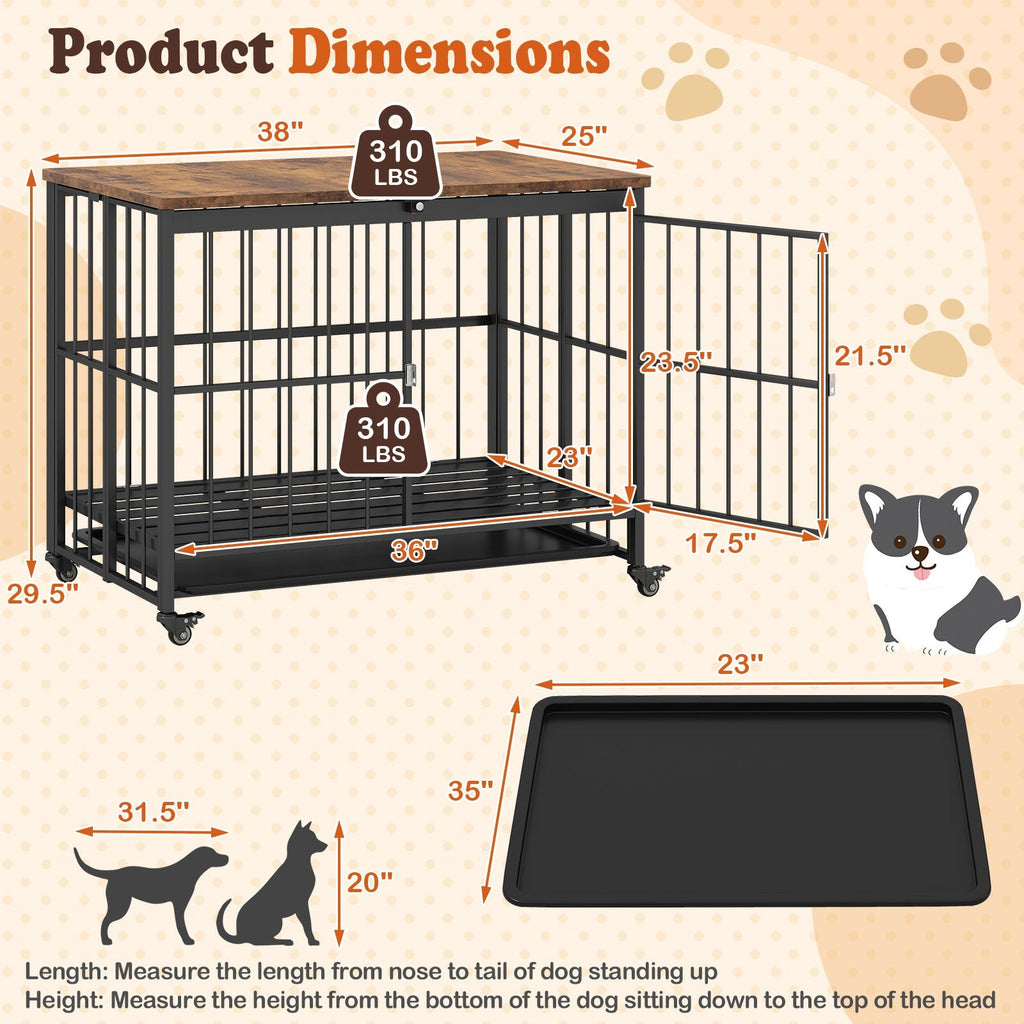 Foldable Dog Crate Furniture with Removable Tray and Lockable Door - Majestic Pet Kingdom