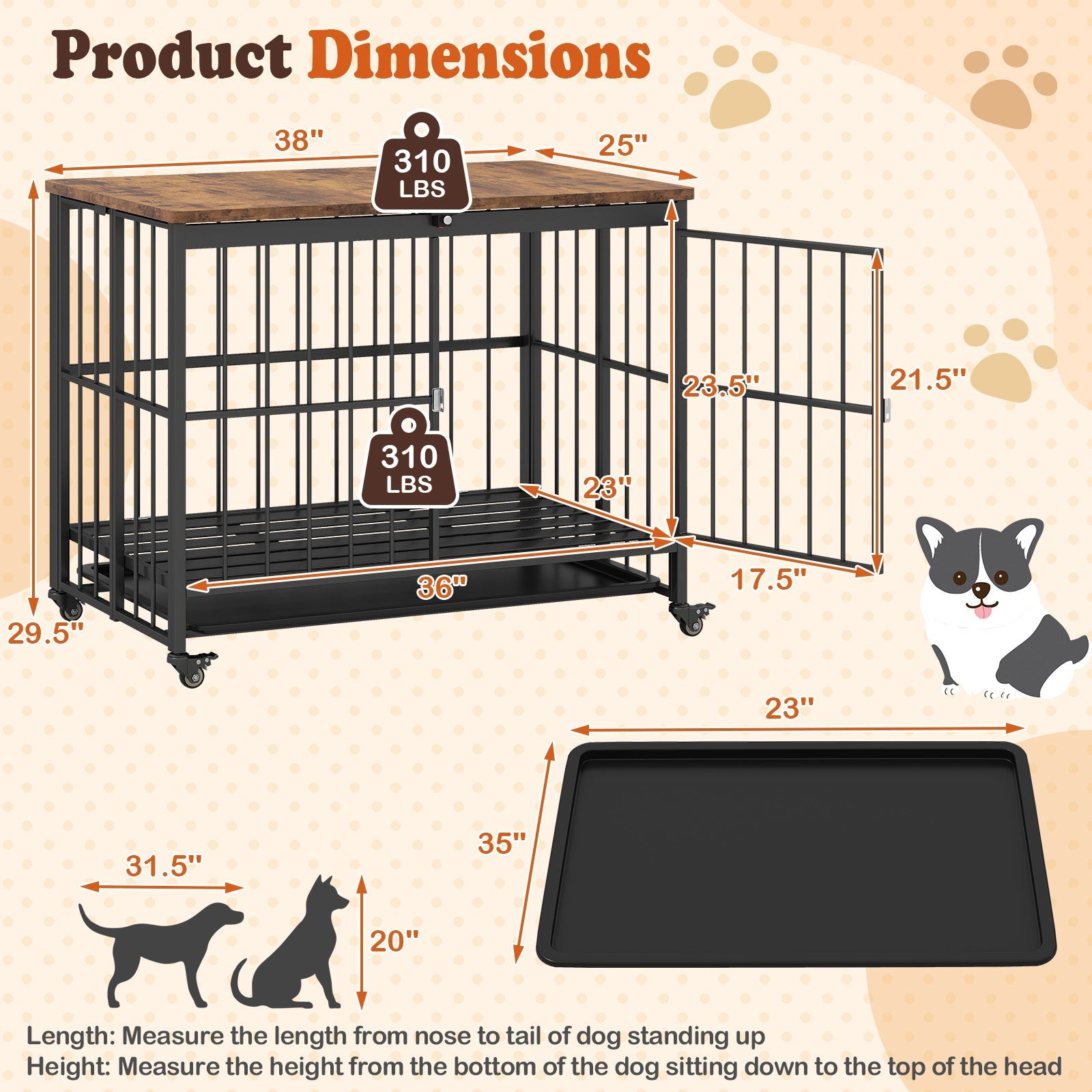 Foldable Dog Crate Furniture with Removable Tray and Lockable Door - Majestic Pet Kingdom