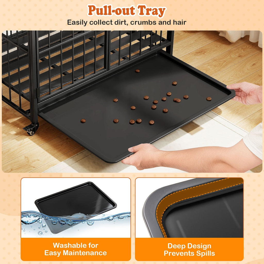Foldable Dog Crate Furniture with Removable Tray and Lockable Door - Majestic Pet Kingdom