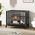 Foldable Heavy-Duty Metal Dog Cage Chew-proof Dog Crate with Lockable Universal Wheels - Majestic Pet Kingdom