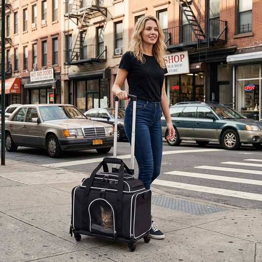 Rolling Pet Carrier with Wheels for Cats and Small Dogs | Purrfect Pet Kingdom