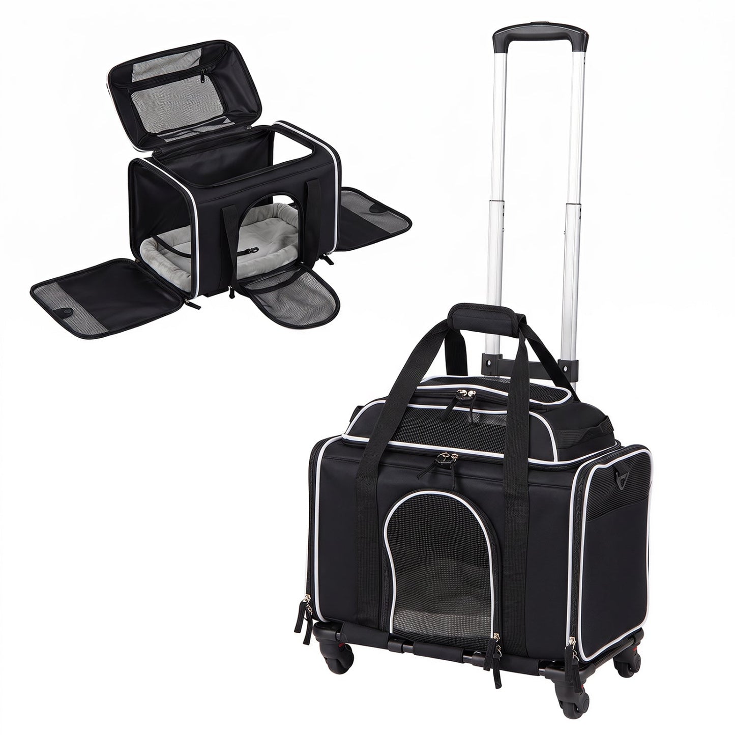 Rolling Pet Carrier with Wheels for Cats and Small Dogs | Purrfect Pet Kingdom