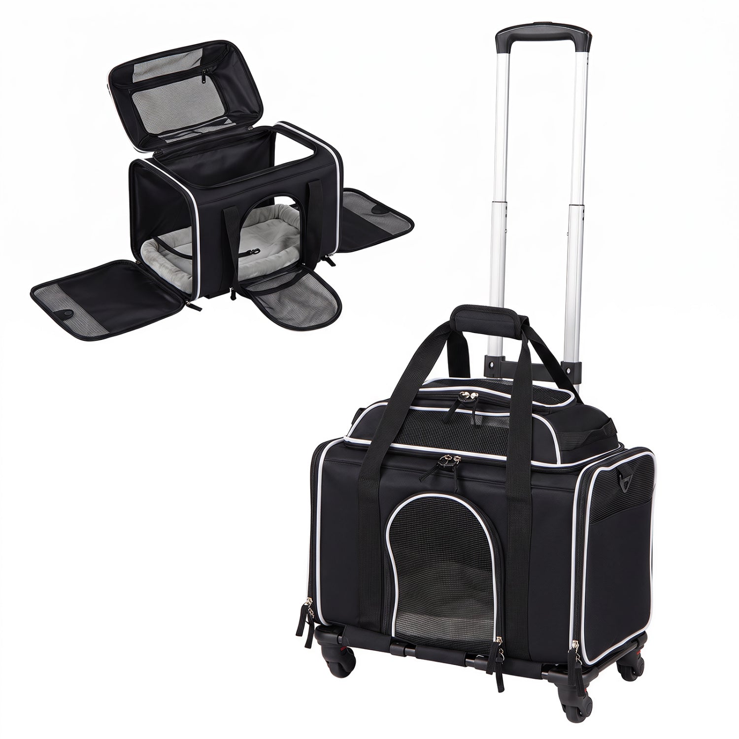 Rolling Pet Carrier with Wheels for Cats and Small Dogs | Purrfect Pet Kingdom