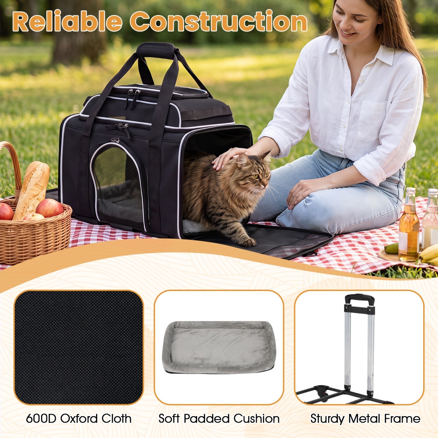 Rolling Pet Carrier with Wheels for Cats and Small Dogs | Purrfect Pet Kingdom