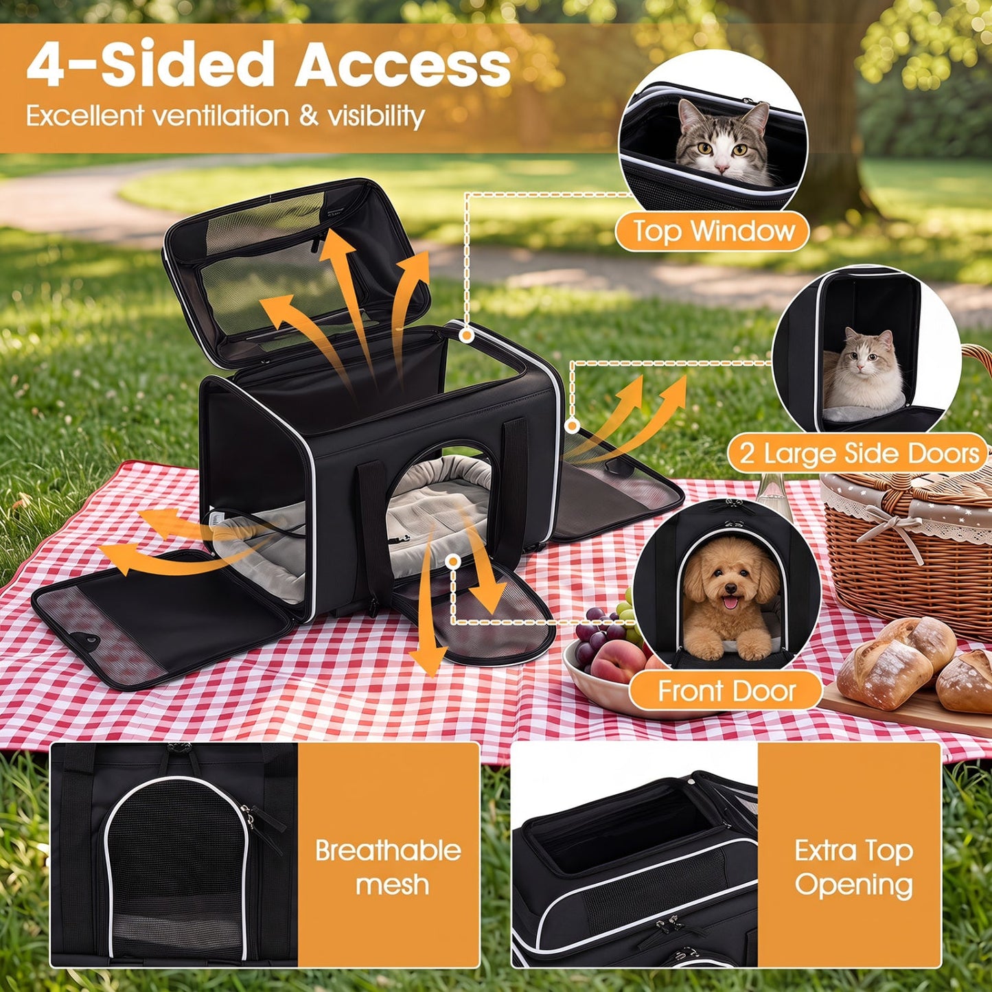 Rolling Pet Carrier with Wheels for Cats and Small Dogs | Purrfect Pet Kingdom