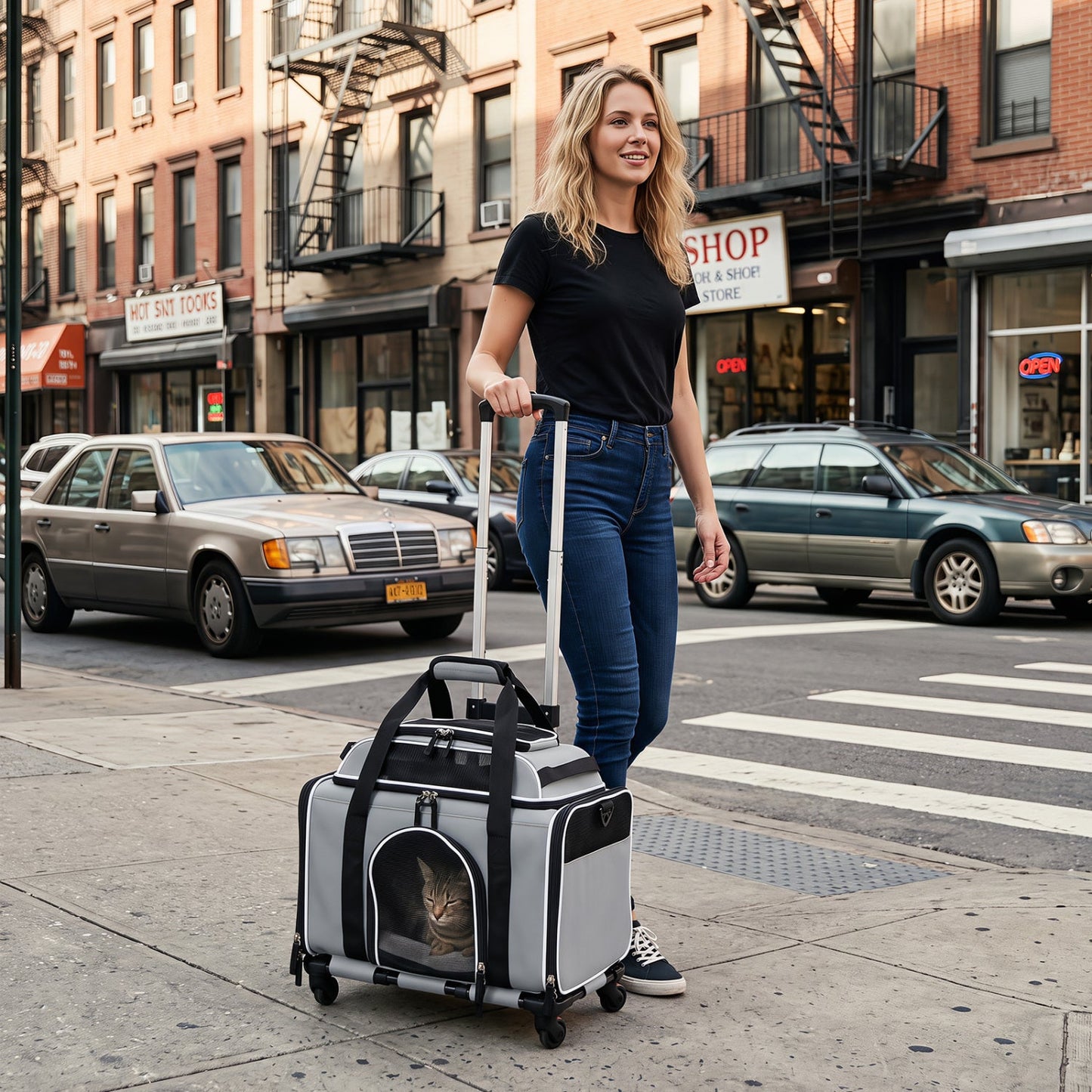 Rolling Pet Carrier with Wheels for Cats and Small Dogs | Purrfect Pet Kingdom