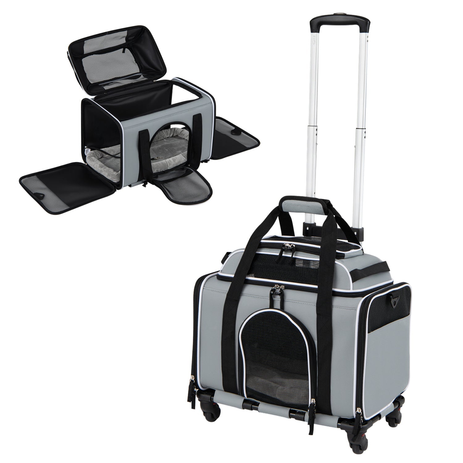 Rolling Pet Carrier with Wheels for Cats and Small Dogs | Purrfect Pet Kingdom