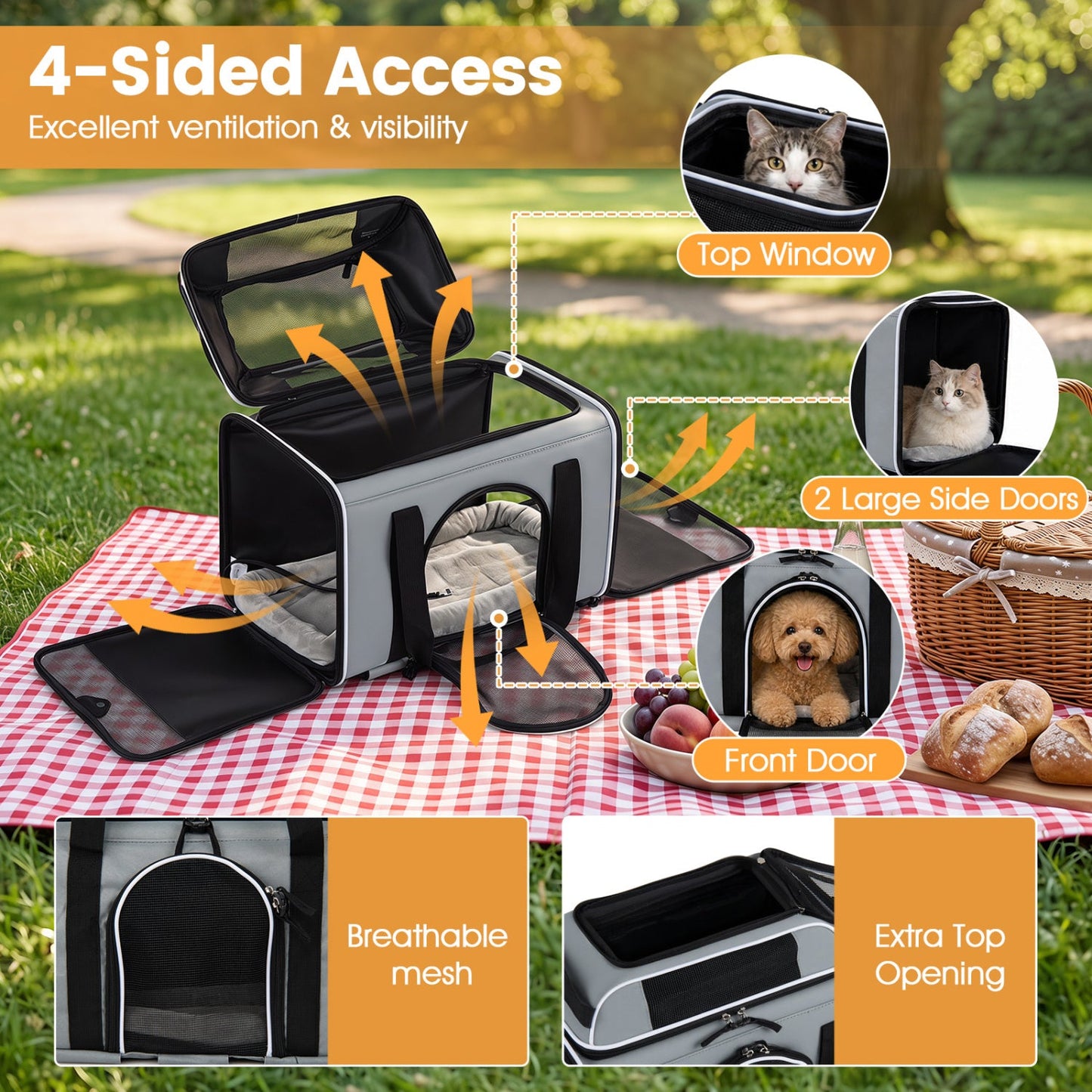 Rolling Pet Carrier with Wheels for Cats and Small Dogs | Purrfect Pet Kingdom