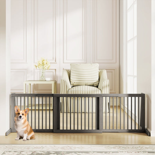 Adjustable 3-Panel Wood Pet Gate - Foldable Dog Fence | Purrfect Pet Kingdom