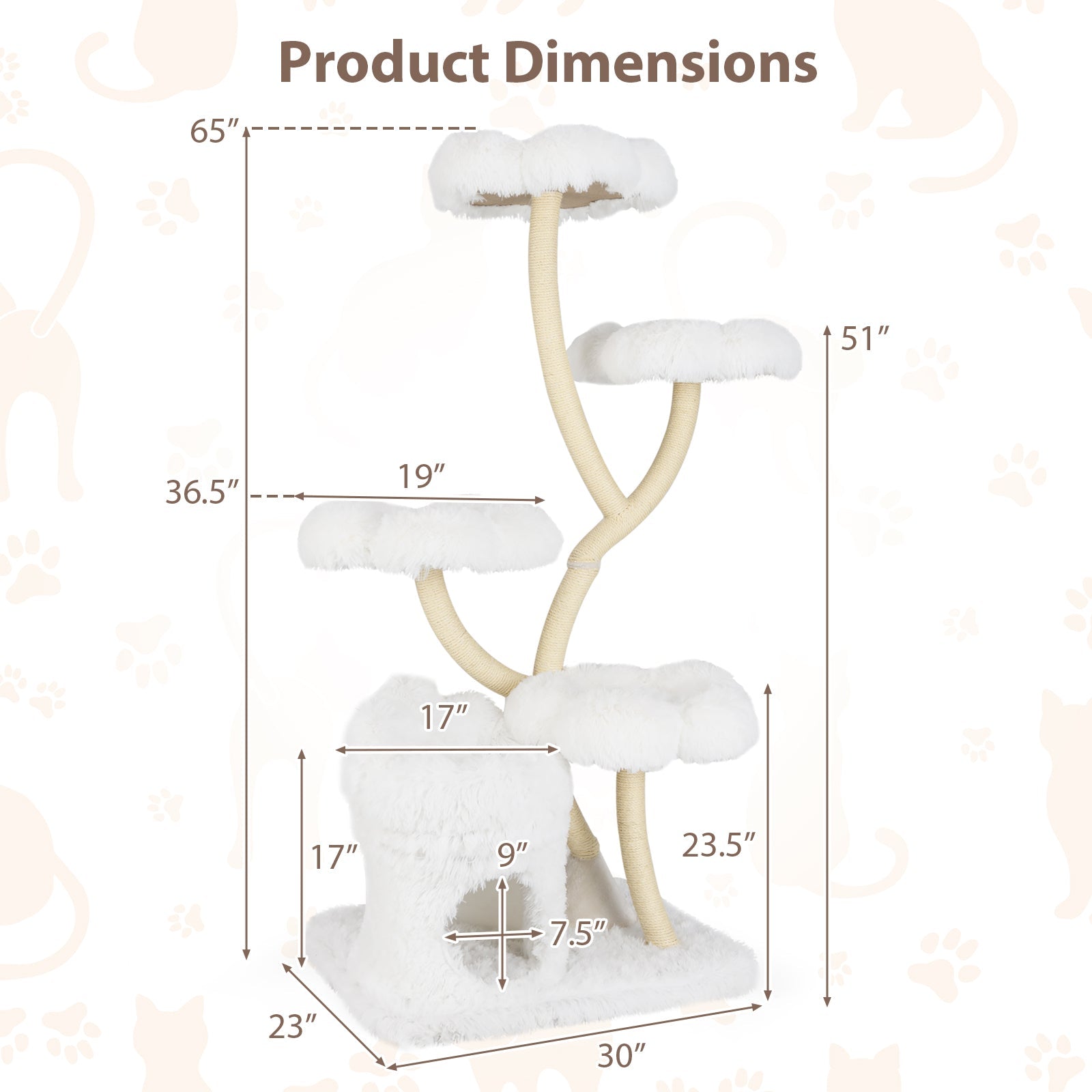 Freestanding Cat Tower with four Flower-shaped Platforms and Sisal Scratching Posts - Majestic Pet Kingdom