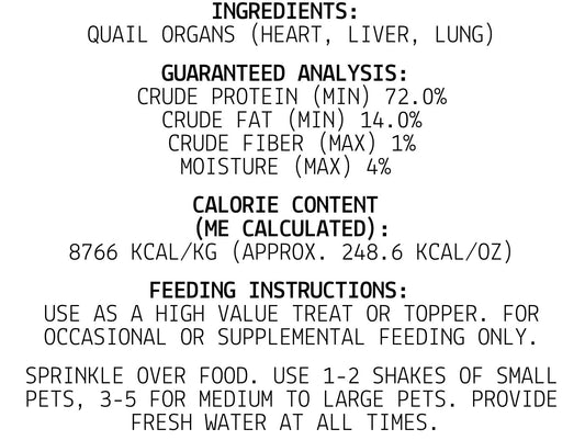 Freeze-Dried Quail Organ Max Topper | Purrfect Pet Kingdom