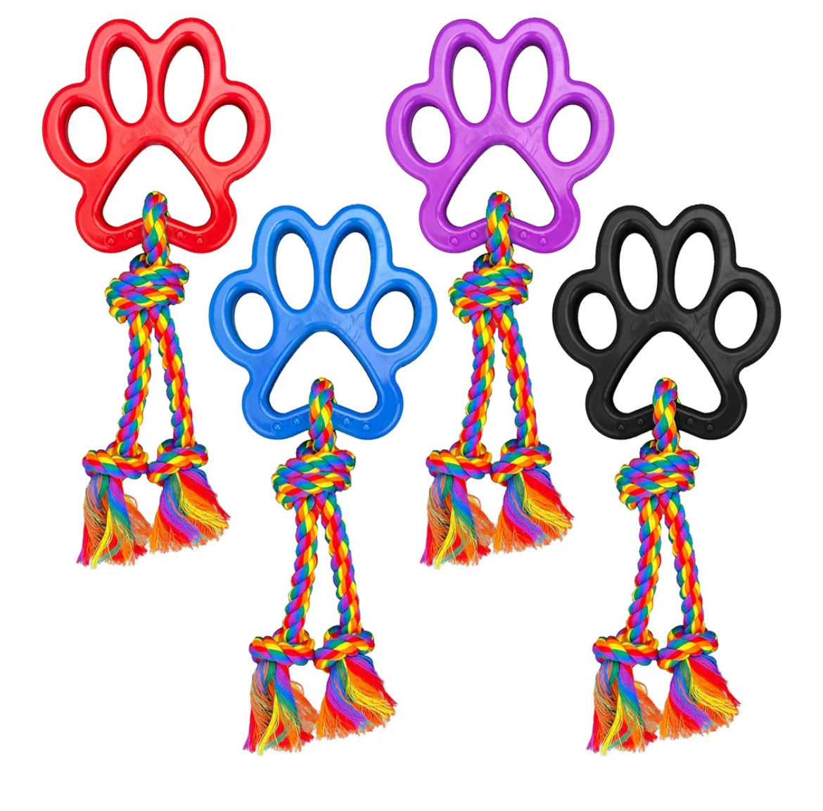 Dog Tug Toy Multipet Tug A Paw Knotted Rope Squeaker 14-Inch