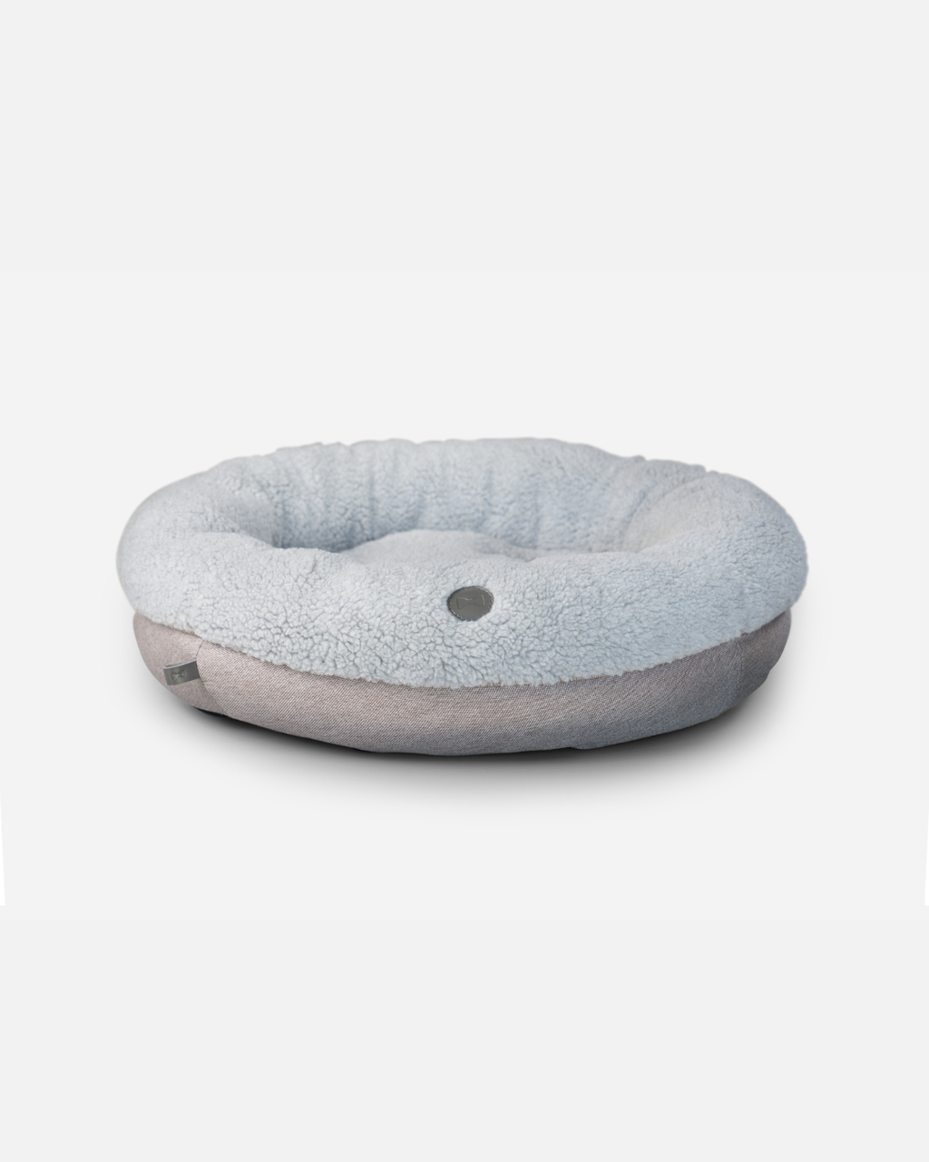 Faux Fur Donut Dog Bed – Washable, Bolster Rim, Gray