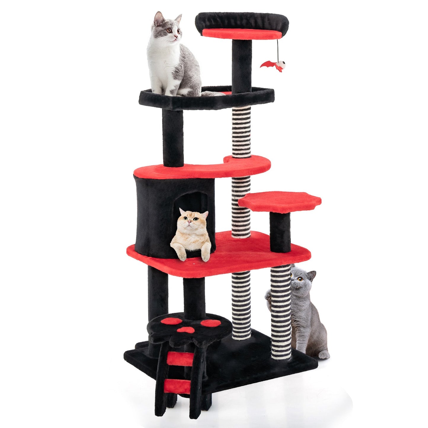 Cat Tree Gothic Tower Cat Bed Condo Sisal Scratching Post Red - Detail Angle 3 | Majestic Pet Kingdom