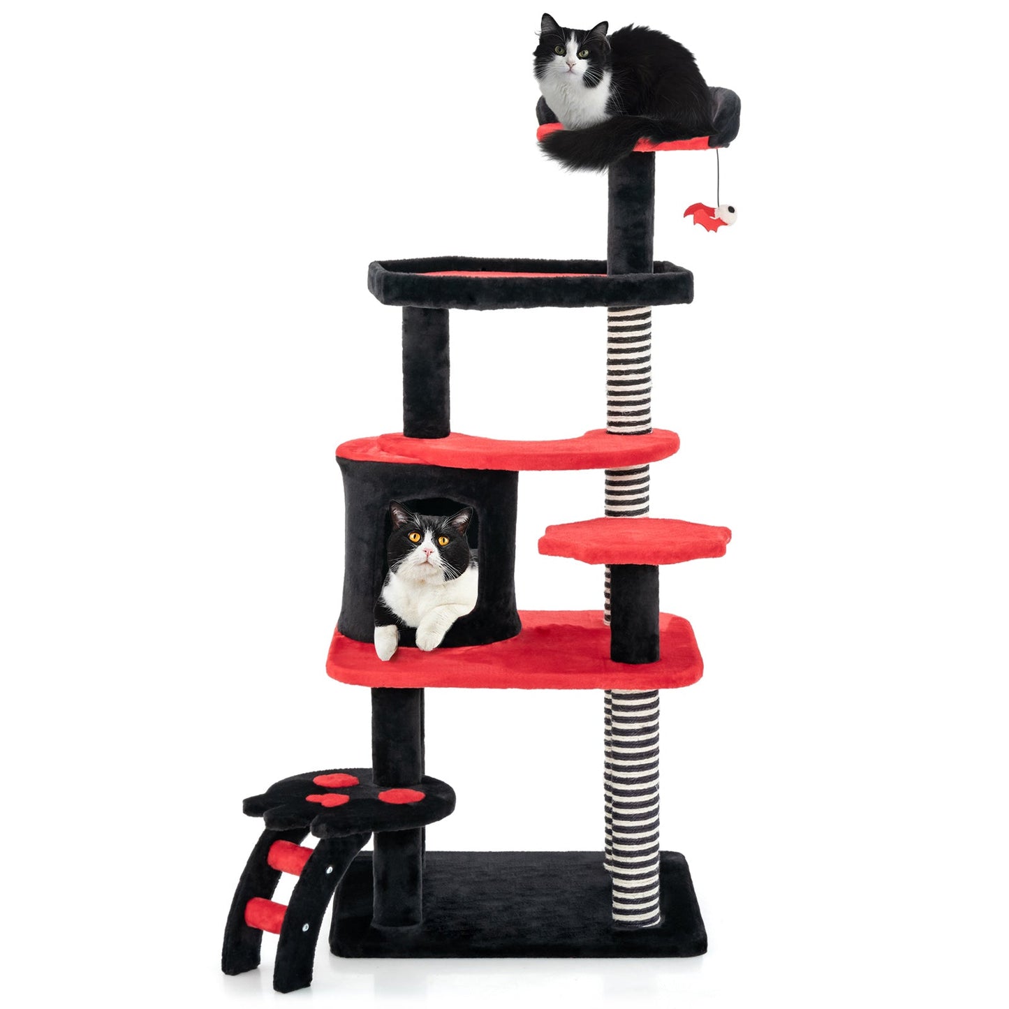 Cat Tree Gothic Tower Cat Bed Condo Sisal Scratching Post Red - Detail Angle 4 | Majestic Pet Kingdom