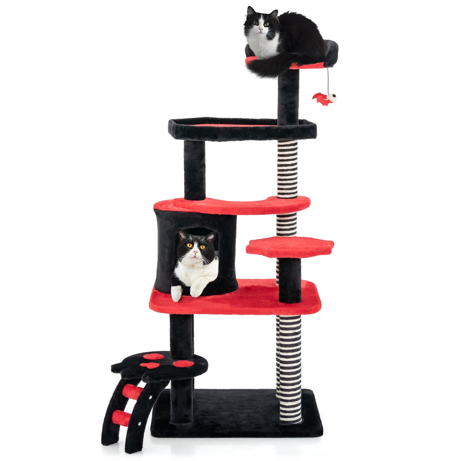 Cat Tree Gothic Tower Cat Bed Condo Sisal Scratching Post Red - Detail Angle 4 | Majestic Pet Kingdom
