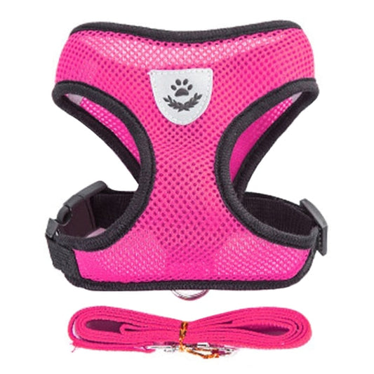 Adjustable Mesh Vest Dog Harness and Walking Leash Set