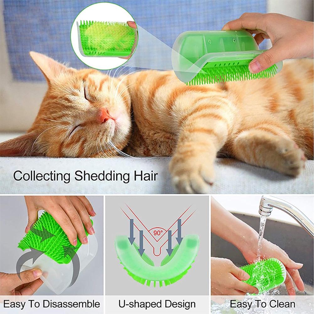 Cat Self Groomer Wall-Mounted Corner Massage Brush Groomer - Detail Angle 5 | Majestic Pet Kingdom