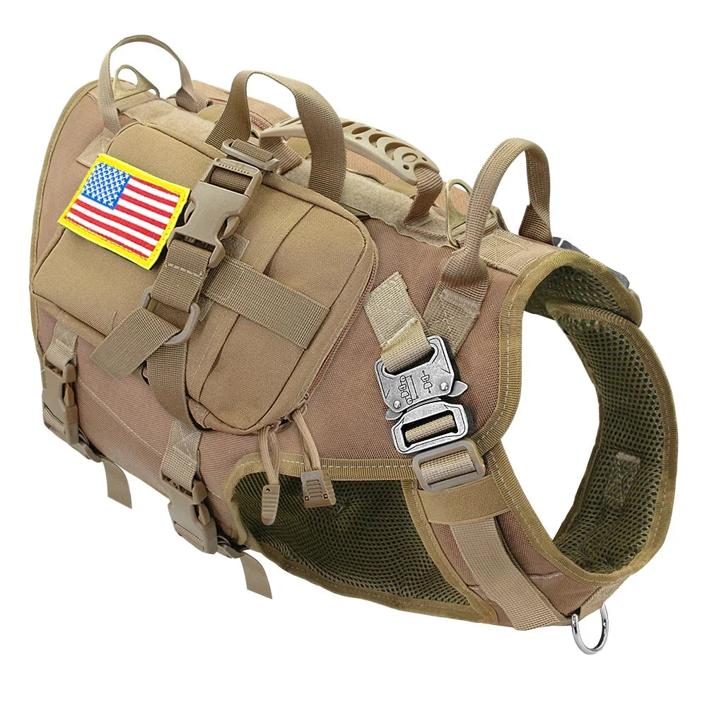 Tactical Dog Harness Military No Pull Pet Harness Vest For Medium Large Dogs Training Hiking Molle Dog Harness With Pouches | Purrfect Pet Kingdom