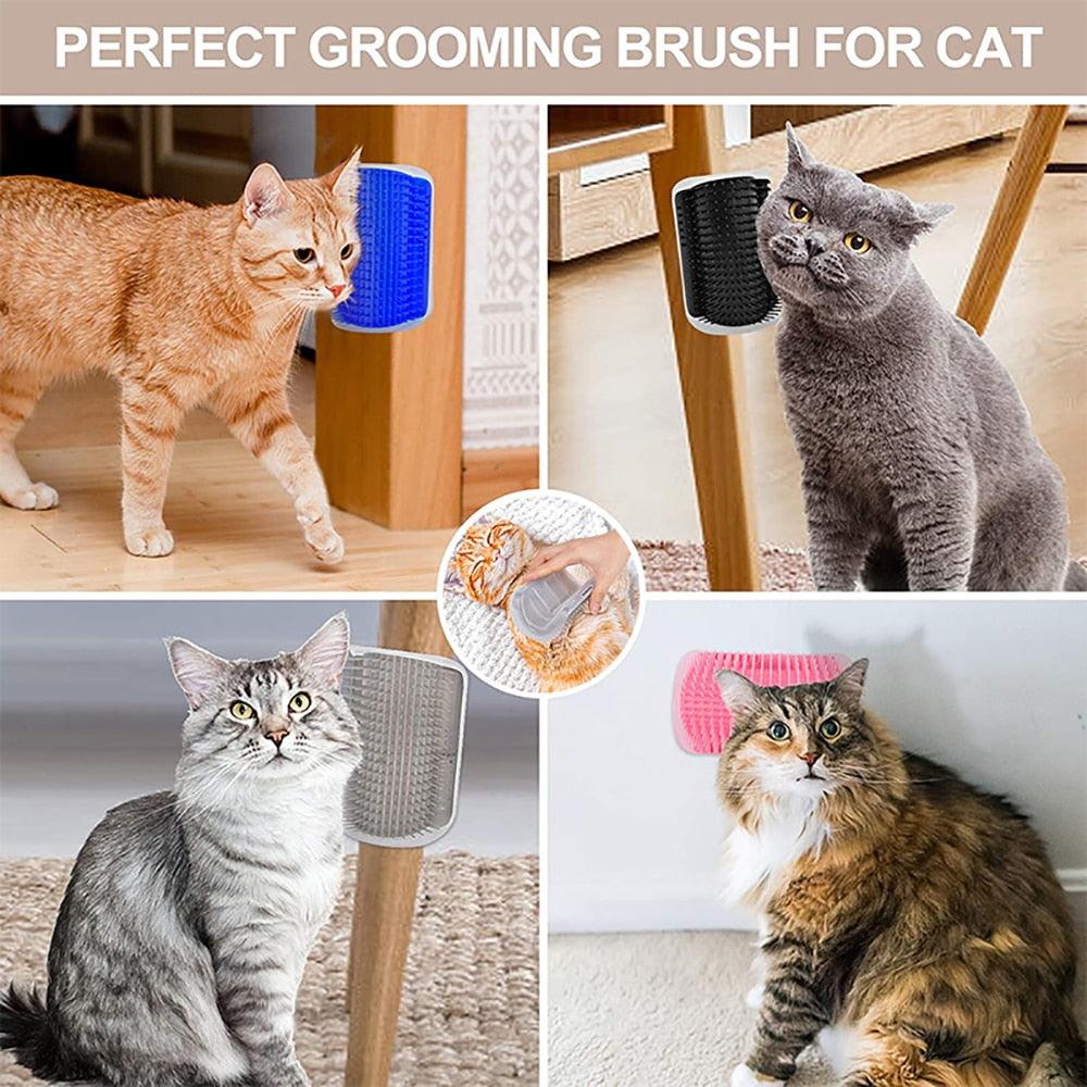 Cat Self Groomer Wall-Mounted Corner Massage Brush Groomer