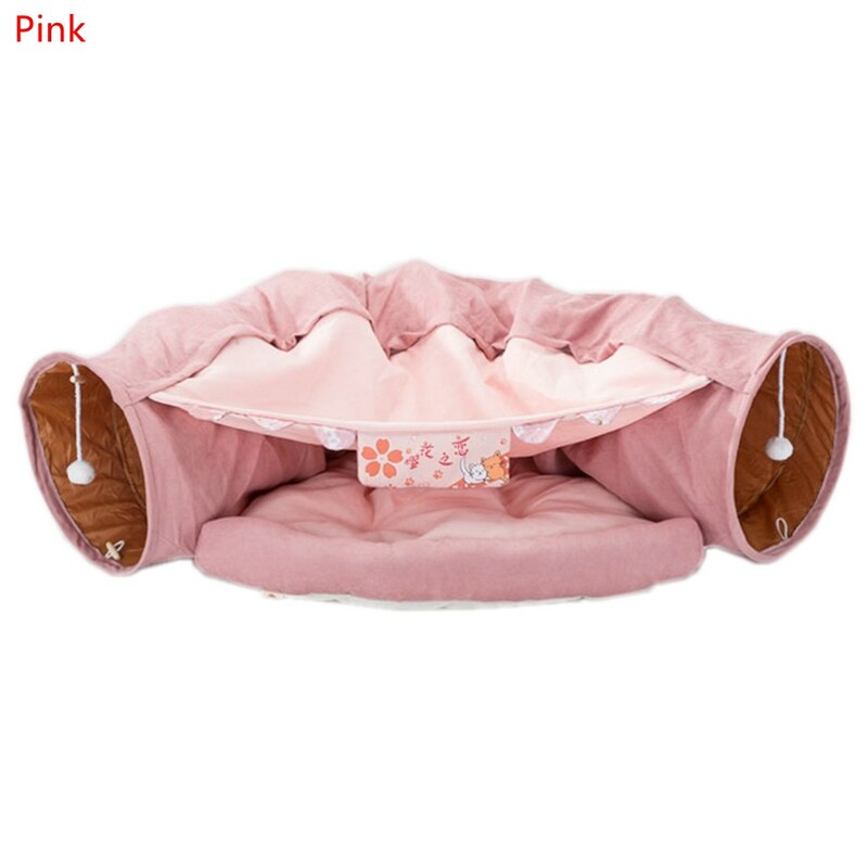 Collapsible Removable Cat Tunnel Tube With Cat Bed Set - Majestic Pet Kingdom
