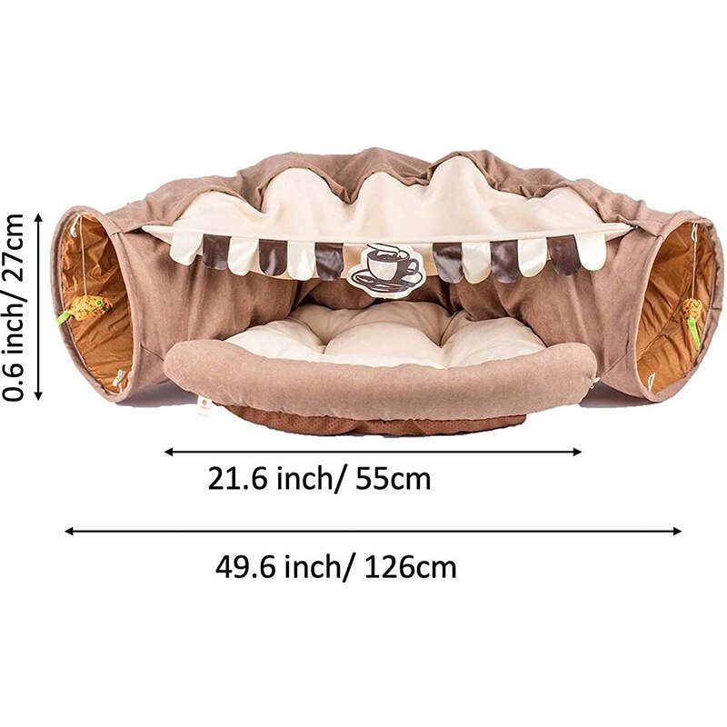 Collapsible Removable Cat Tunnel Tube With Cat Bed Set - Majestic Pet Kingdom