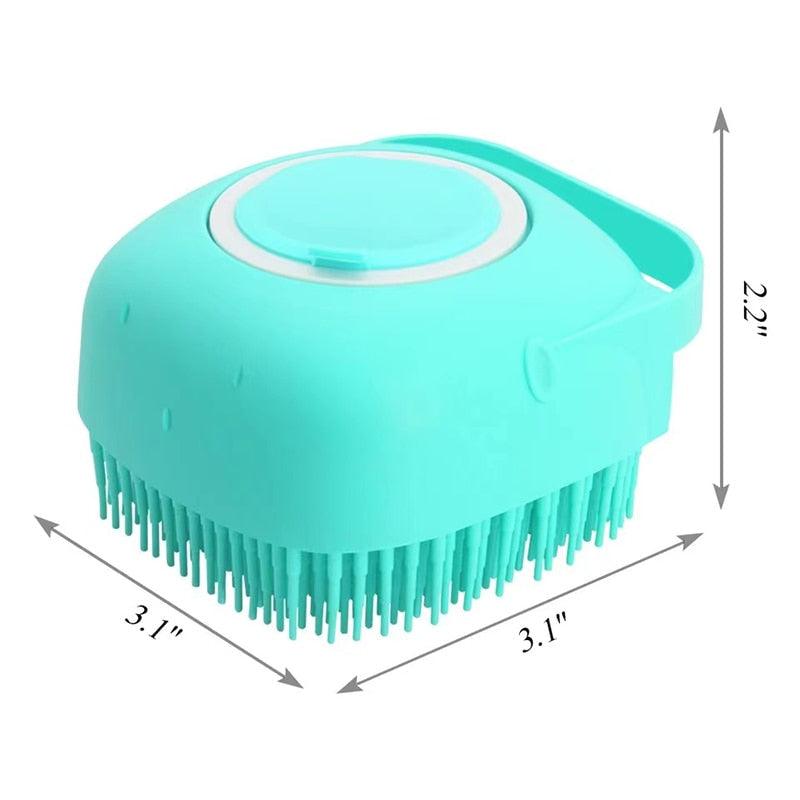 Pet Dog Cat Bath Brush 2-in-1 Pet  Massage Comb Soft Silicone Pet Shower Hair Grooming Comb Dog Cleaning Tool Pet Supplies Pet Brush Bath Massage Brush Shampoo Dispenser for Pet.