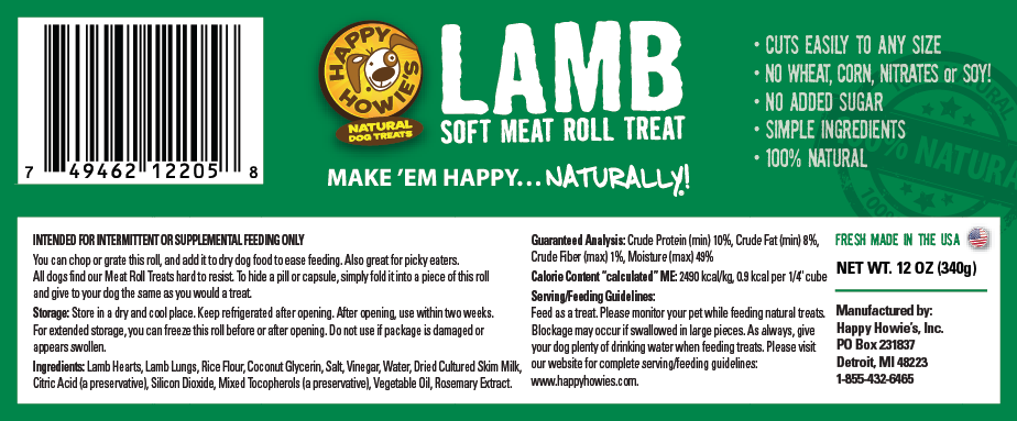 Dog Treats Happy Howies Lamb Gourmet Meat Roll Chews 12oz Bag - Detail Angle 3 | Majestic Pet Kingdom