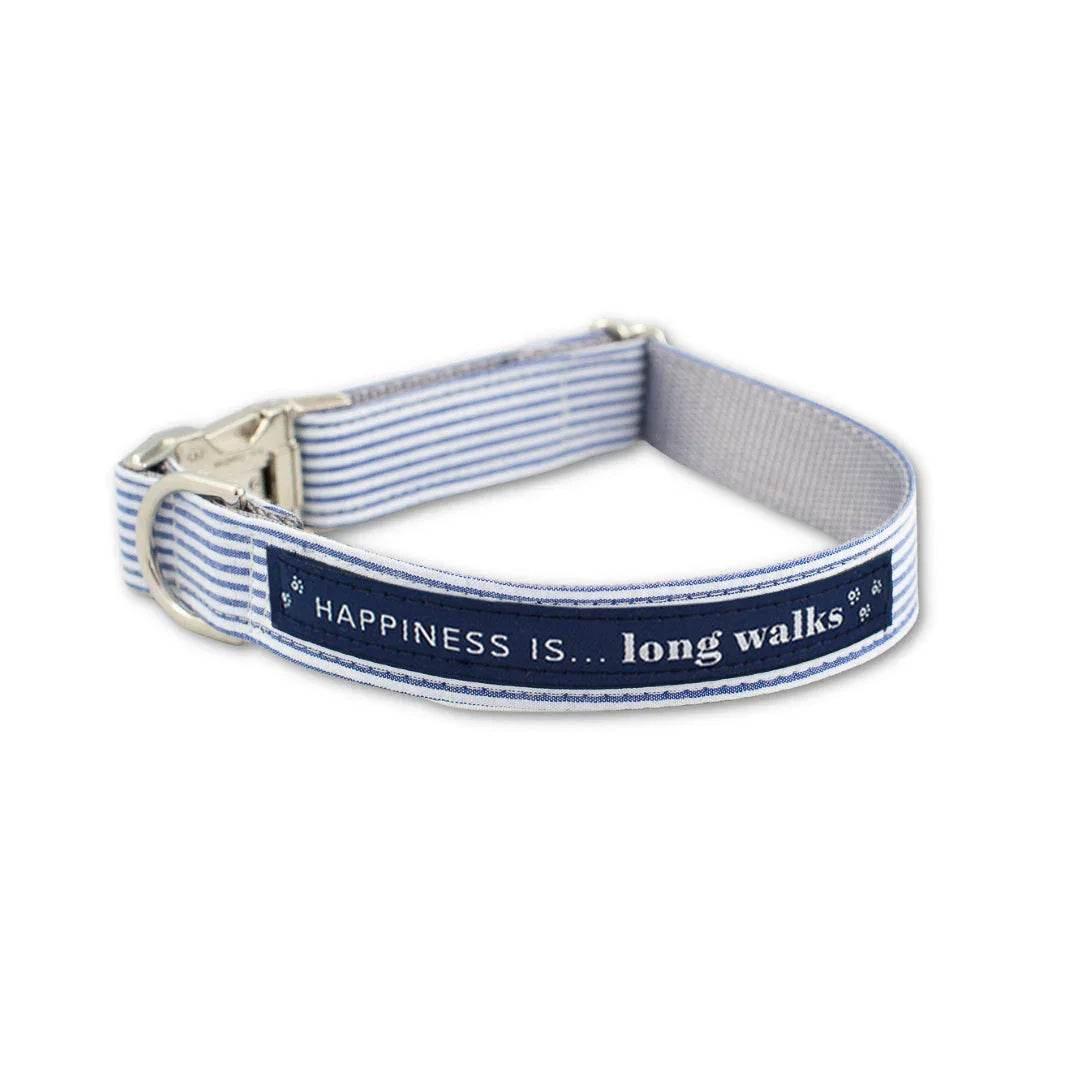 Dog Long Walks Striped Blue Collar - Dog Collars Item
