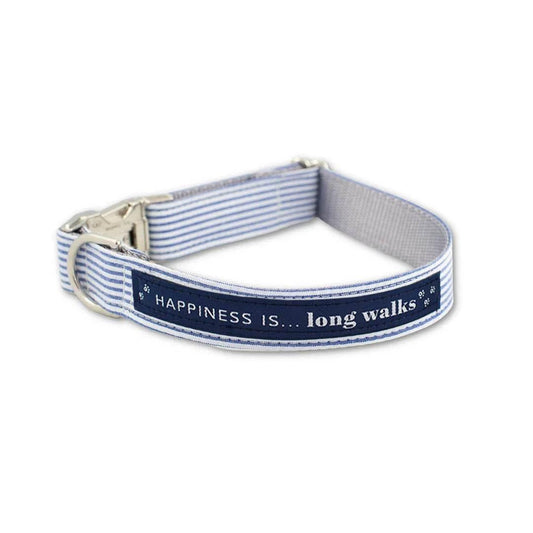 Dog Long Walks Striped Blue Collar - Dog Collars Item