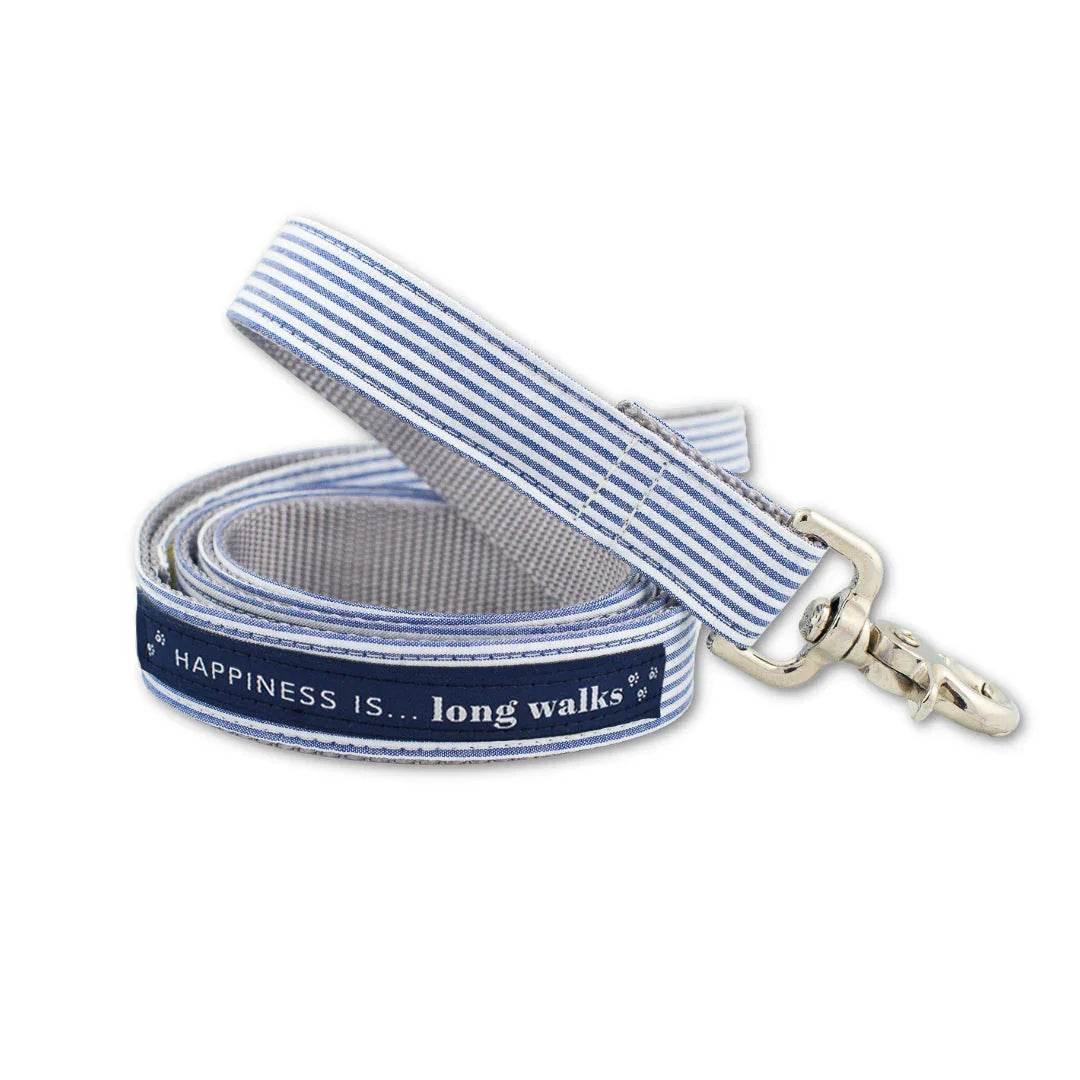 Dog Leash Striped Blue Walking Lead Strap for Pet Puppies - Main Feature View | Majestic Pet Kingdom