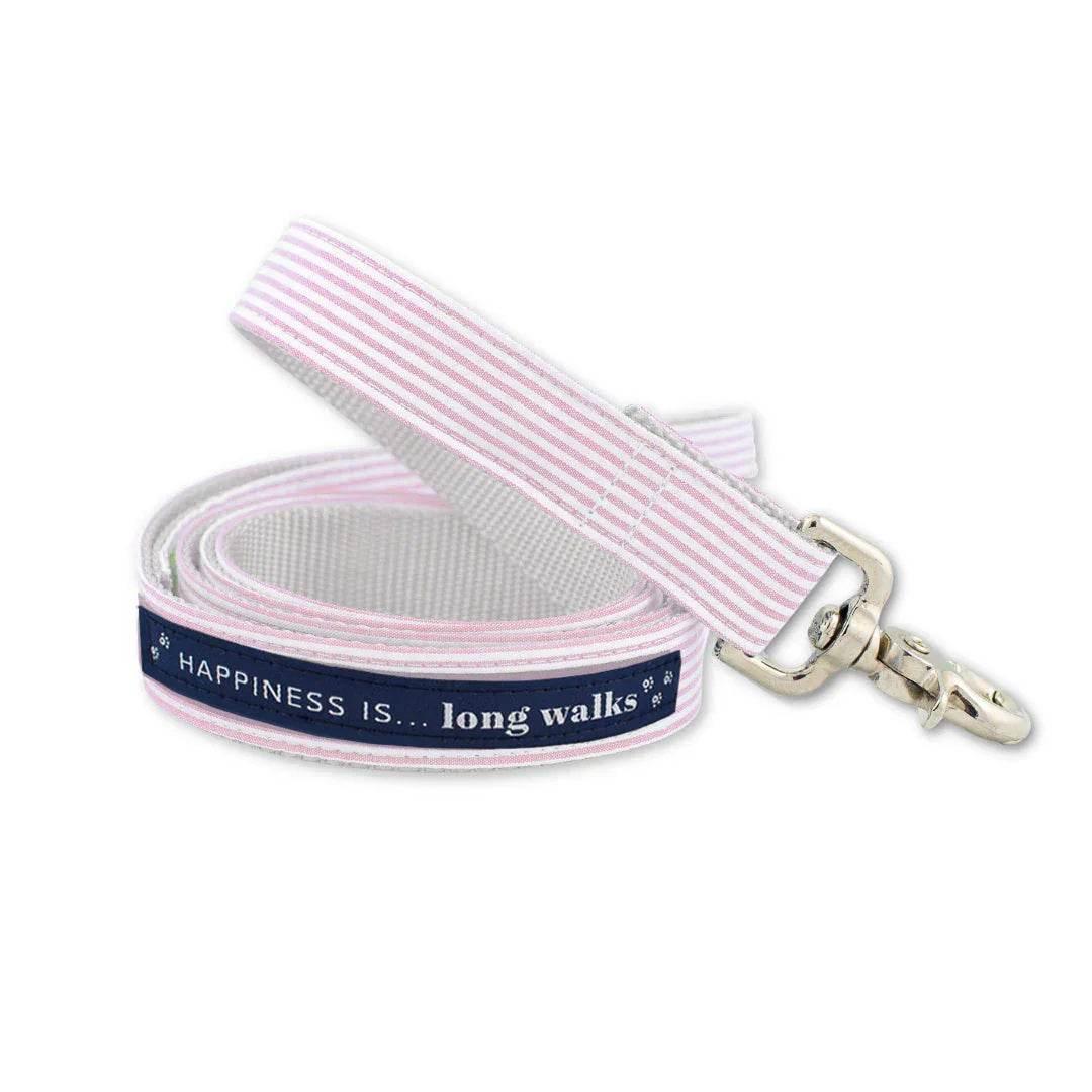 Dog Leash Striped Pink Walking Lead Strap for Pet Puppies - Main Feature View | Majestic Pet Kingdom