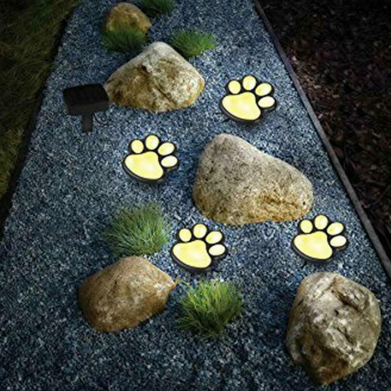 LED Solar Waterproof Cat Dog Animal Paw Shape Lights For Garden Yard Pathway Animal Lover - Majestic Pet Kingdom