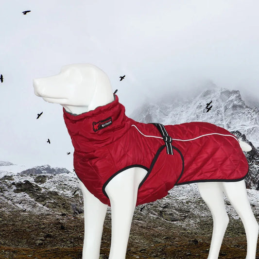 Pet Dog Clothes Big Large Dog Jacket Coat Winter Soft Warm Fleece Retriever Thickening Cotton Dog Clothes For Dog supplies - Red | Purrfect Pet Kingdom