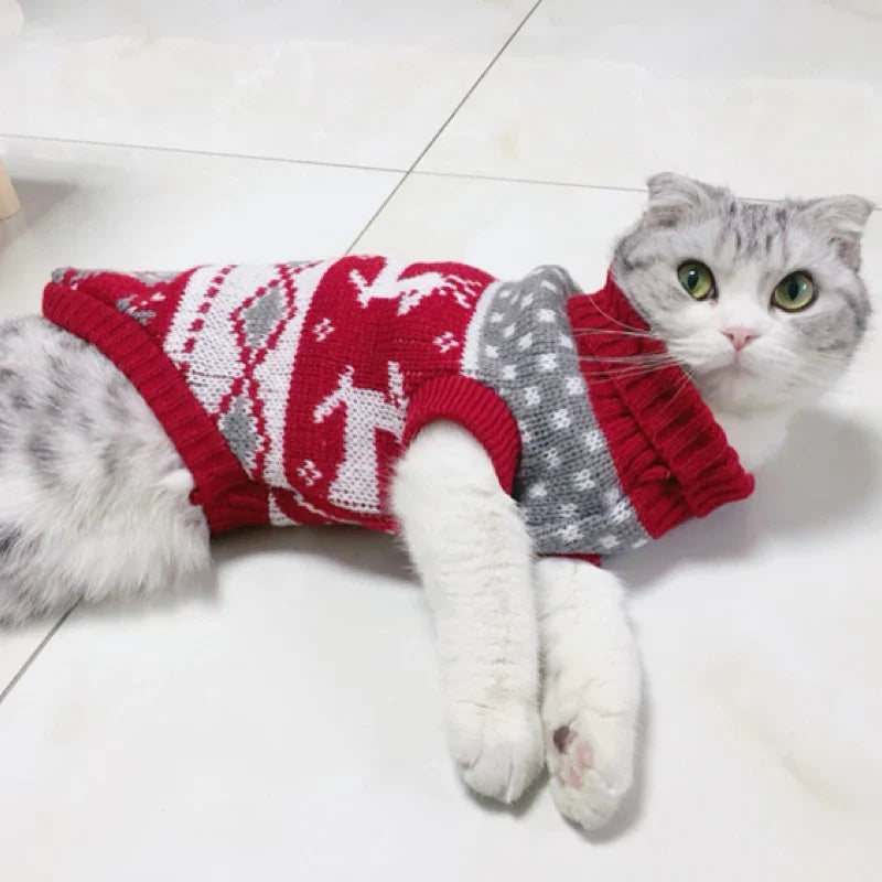 Christmas Cat Sweater Winter Warm Pet Costume for Cats Kedi katten | Majestic Pet Kingdom™