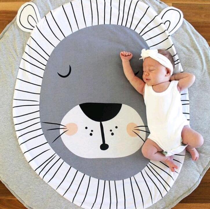 Luxury Mdoern Cartoon Animals Baby Play Mat Foldable Kids Crawling Pad Round Carpet Rug Toys Cotton Children Room Decor Photo Props Carpet For Kids
