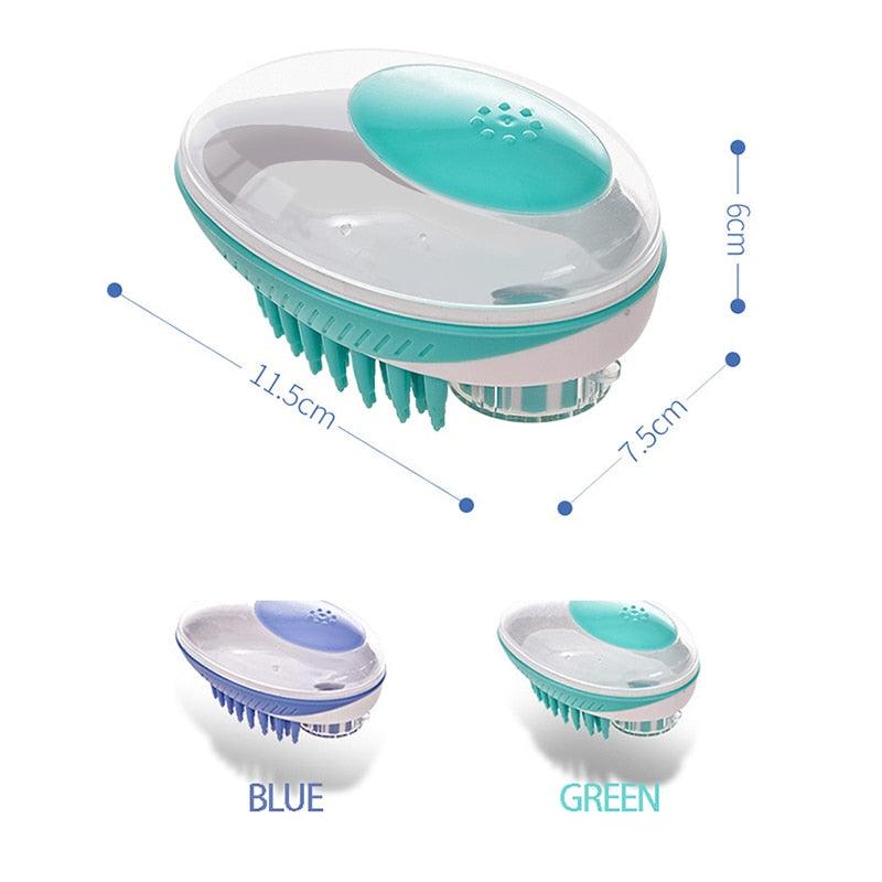 Pet Dog Cat Bath Brush 2-in-1 Pet  Massage Comb Soft Silicone Pet Shower Hair Grooming Comb Dog Cleaning Tool Pet Supplies Pet Brush Bath Massage Brush Shampoo Dispenser for Pet.
