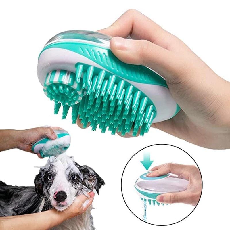 Pet Dog Cat Bath Brush 2-in-1 Pet  Massage Comb Soft Silicone Pet Shower Hair Grooming Comb Dog Cleaning Tool Pet Supplies Pet Brush Bath Massage Brush Shampoo Dispenser for Pet.