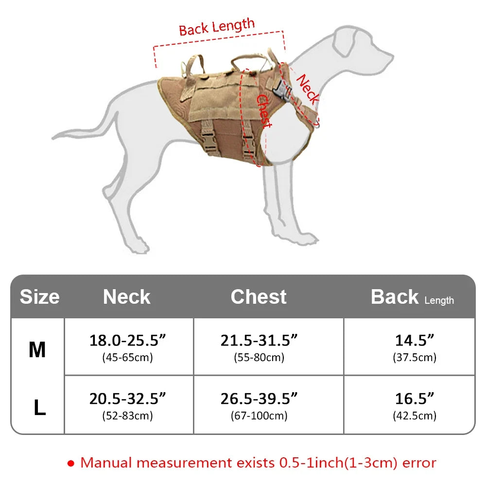 Tactical Dog Harness Military No Pull Pet Harness Vest For Medium Large Dogs Training Hiking Molle Dog Harness With Pouches | Purrfect Pet Kingdom