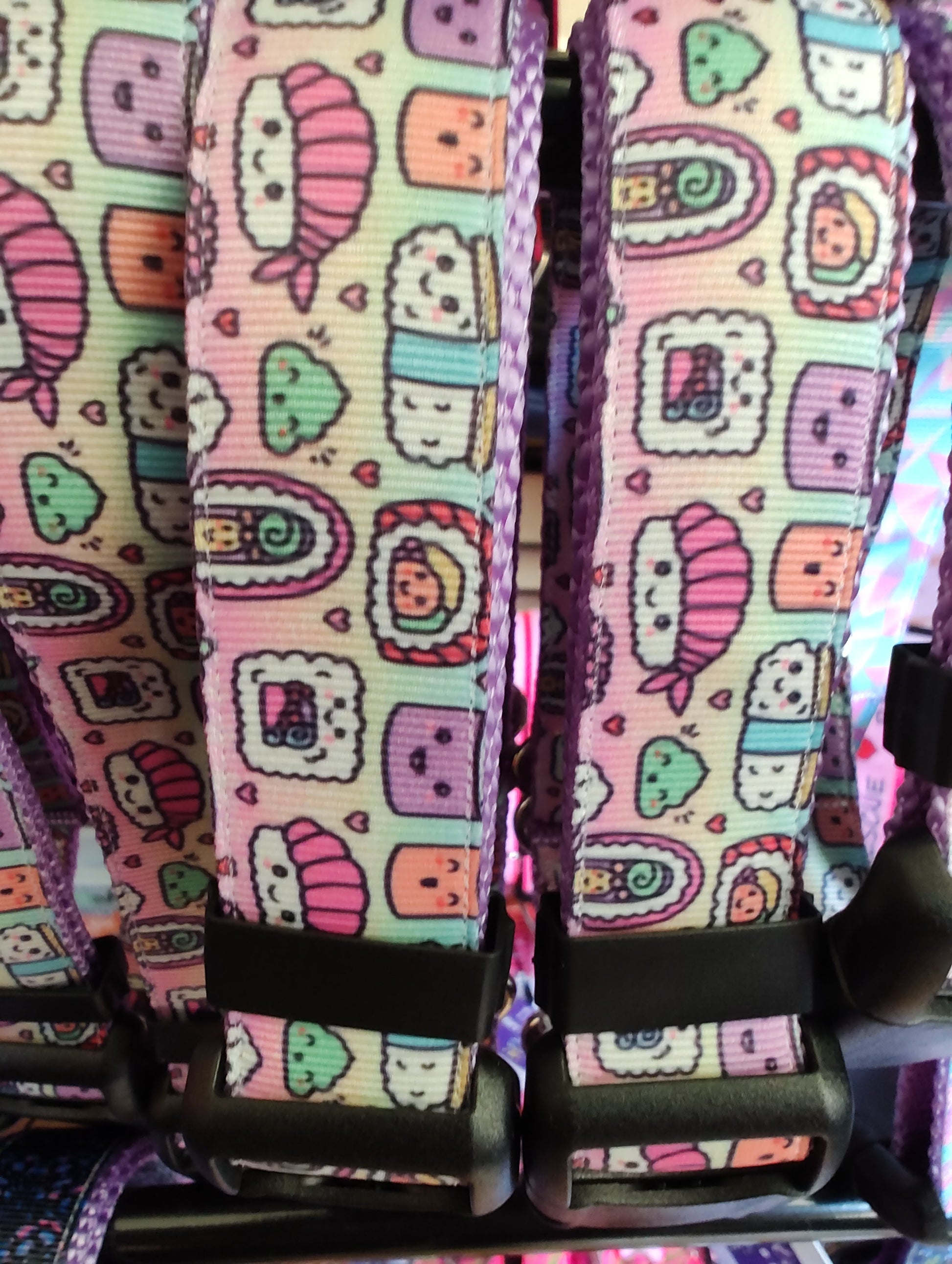 Sushi Friends Lavender Nylon Dog Collar MD, LG, XL, Leash | Purrfect Pet Kingdom