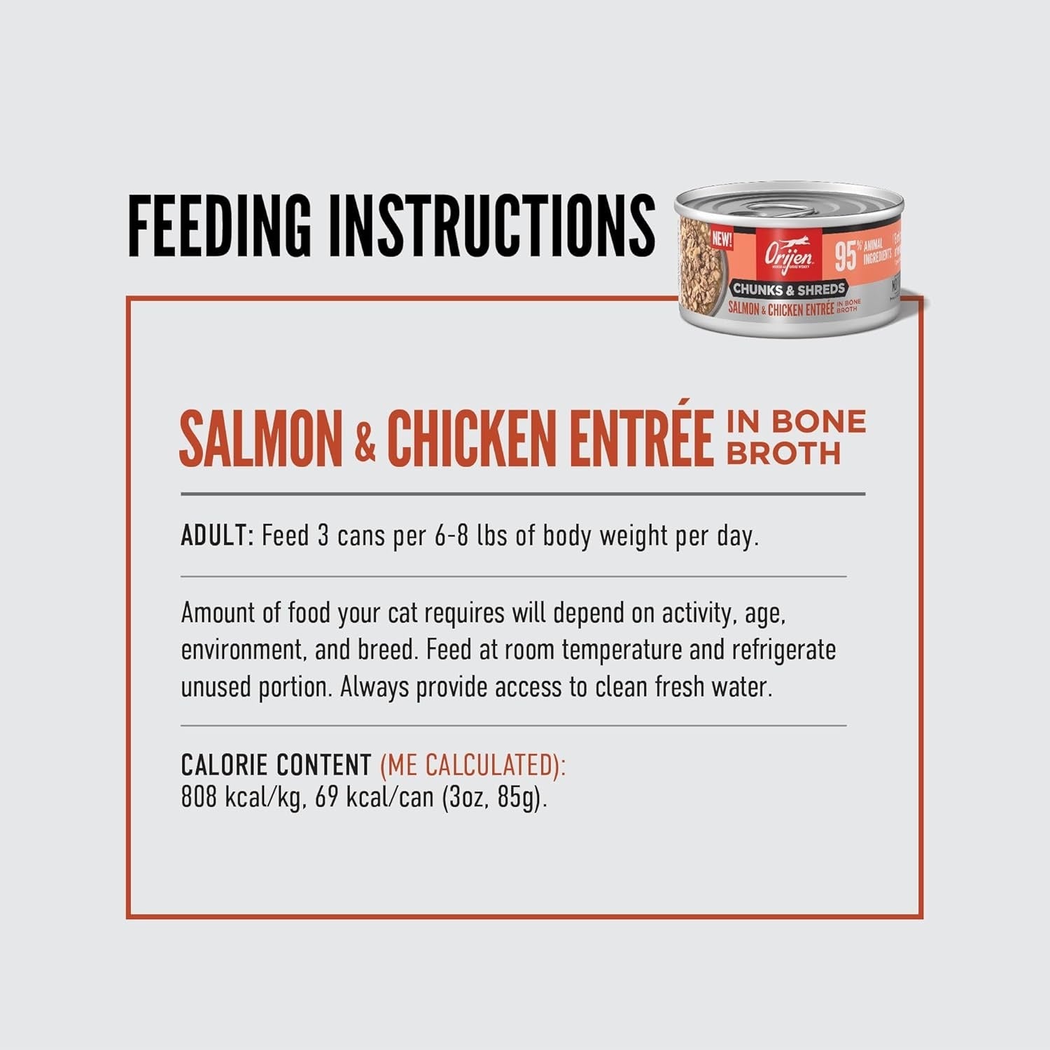 Orijen Grain Free Chunks & Shreds, Salmon & Chicken Wet Cat Food (3oz) - Majestic Pet Kingdom