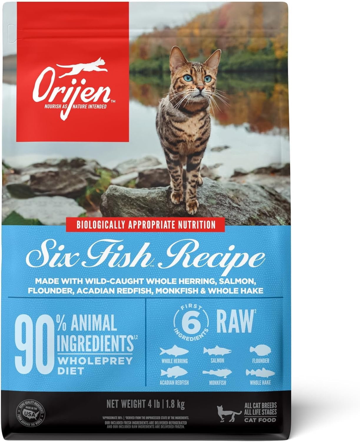 Cat Food Orijen Six Fish Grain Free High Protein Dry Cat Bag