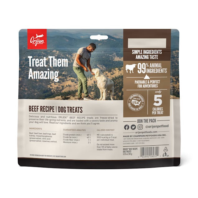 Dog Treats Orijen Ranch-Raised Beef Freeze-Dried Bites 3.25oz - Detail Angle 2 | Majestic Pet Kingdom