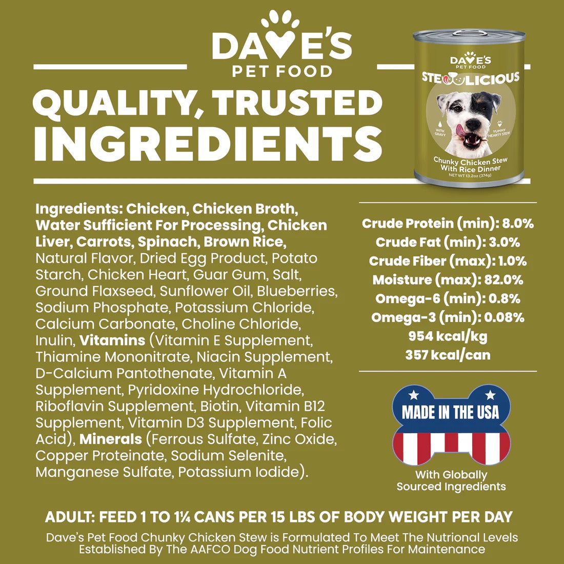 Dave's Stewlicious Chunky Chicken & Rice Wet Dog Food (13.2oz) - Majestic Pet Kingdom