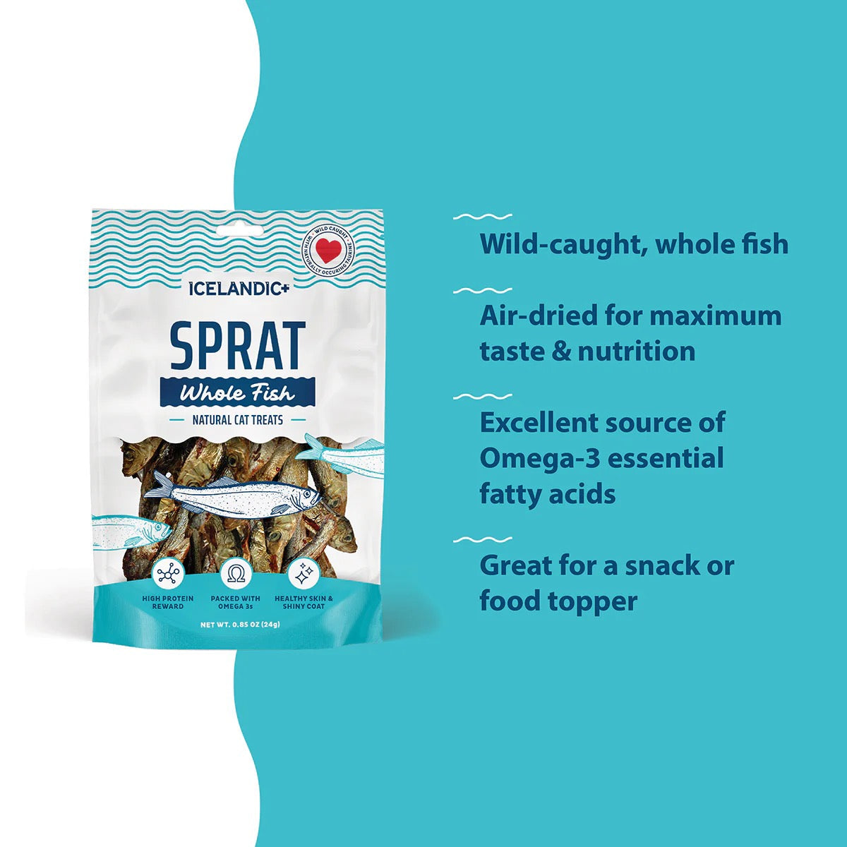 Dog Treats Icelandic Whole Sprats Wild Caught Fish Chews 2oz